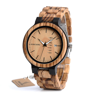 Complete Calendar Wood Watch